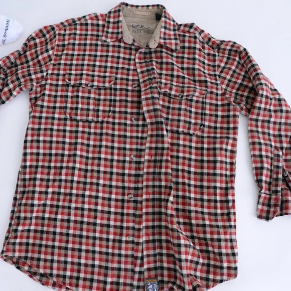 Pacific Trail Black Red Checker Button  Up Outdoor Gorpcore Thick Cotton Shirt L - Picture 7 of 10